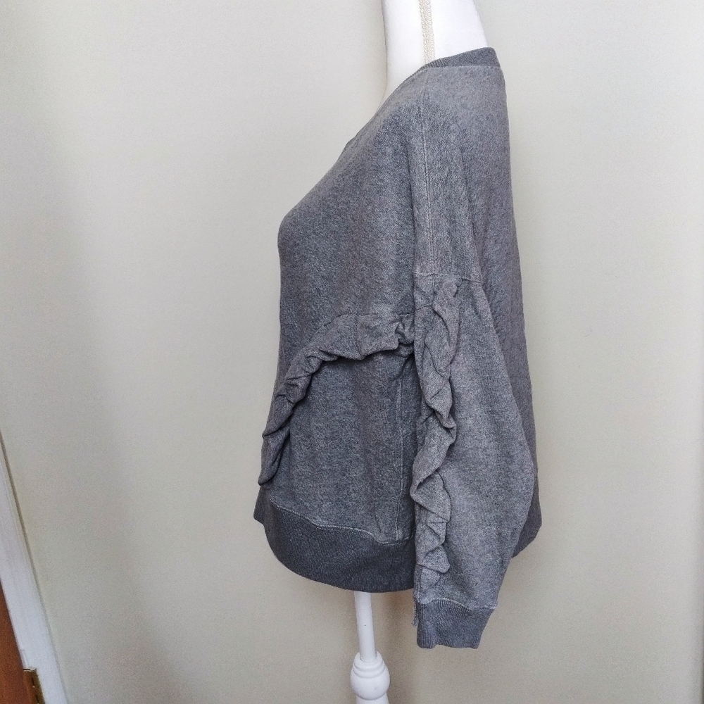 Madewell Miles Heather Gray Ruffle Sweatshirt - Picture 3 of 7